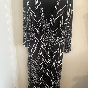 Ralph Lauren Black and White Geometric Long Sleeve Dress